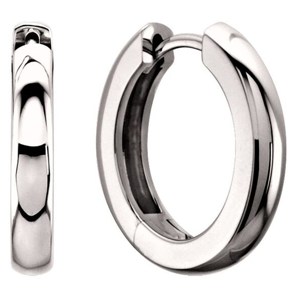 3 x 17.5mm (1/8 x 5/8 Inch) 14k White Gold Hinged Round Hoop Earrings - Picture 1 of 3